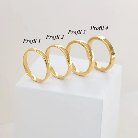 3 mm trauringe aus 9 Karat Gold - set