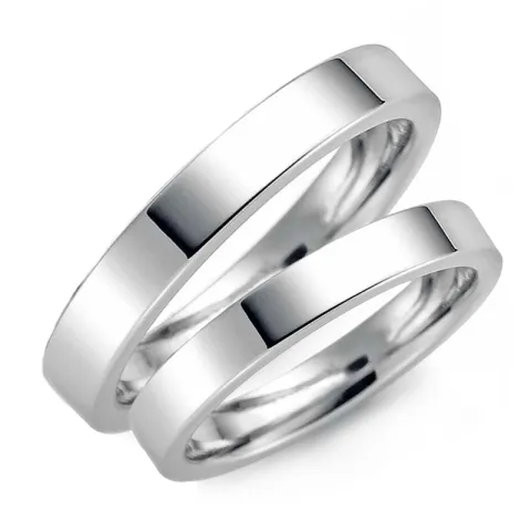 3 mm trauringe aus 9 Karat Weißgold - set