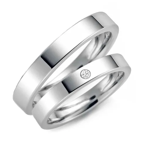 3 mm Diamant trauringe aus 9 Karat Weißgold - set