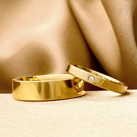 6 und 3 mm Diamant trauringe aus 9 Karat Gold - set