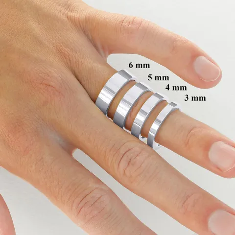 6 und 4 mm trauringe aus 9 Karat Weißgold - set