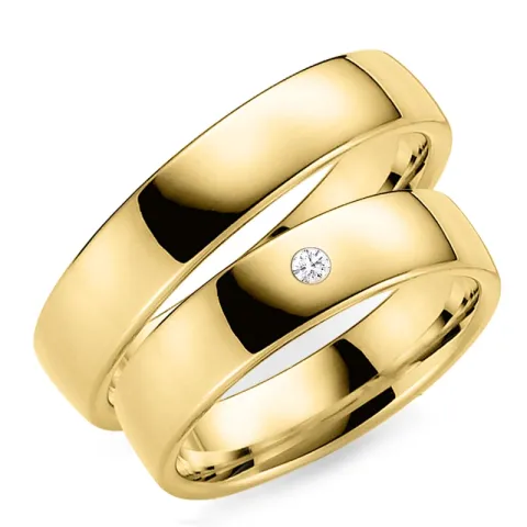 5 mm trauringe aus 9 Karat Gold 0,03 ct - set