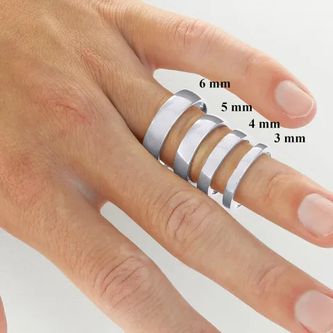 6 und 3 mm trauringe aus 9 Karat Weißgold - set
