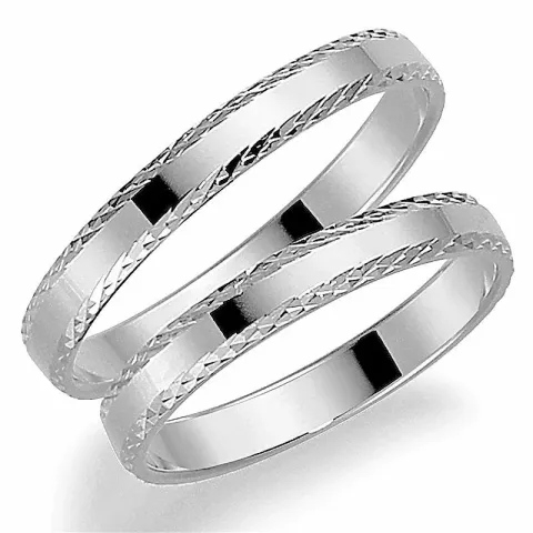 3 mm trauringe aus 9 Karat Weißgold - set