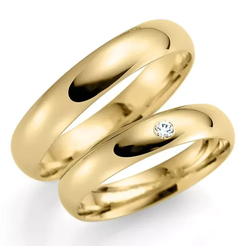 3 mm trauringe aus 14 Karat Gold 0,02 ct - set