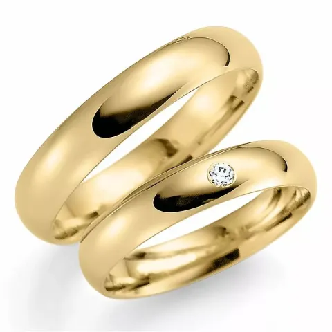 4 mm trauringe aus 14 Karat Gold 0,03 ct - set