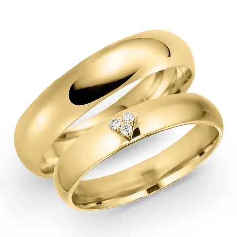 5 und 4 mm trauringe aus 9 Karat Gold 0,03 ct - set