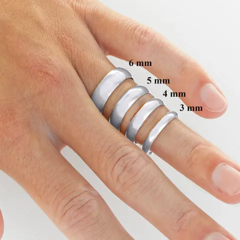 6 und 3 mm trauringe aus 9 Karat Weißgold - set