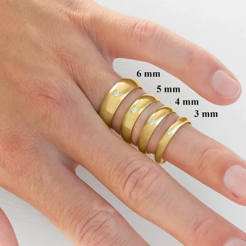 6 mm trauringe aus 9 Karat Gold 0,03 ct - set