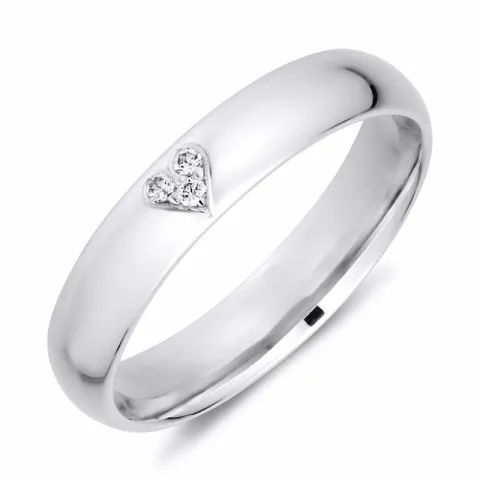 4 mm Herz Diamant Trauring aus 14 Karat Weißgold 0,01 ct