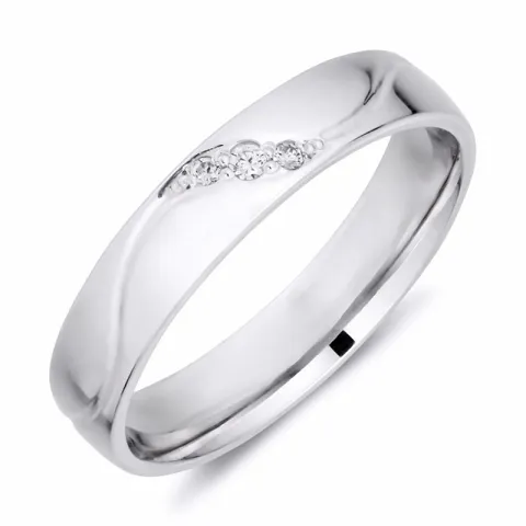 4 mm Diamant Trauring aus 9 Karat Weißgold 0,008 ct und 0,015 ct