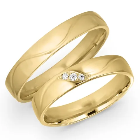4 mm trauringe aus 14 Karat Gold 0,008 ct und  0,015 ct - set