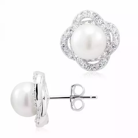 großen Perle Ohrringe in Silber