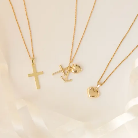 Glaube-Hoffnung-Liebe Halskette aus vergoldetem Sterlingsilber und Anhänger aus 9 Karat Gold - Amoré