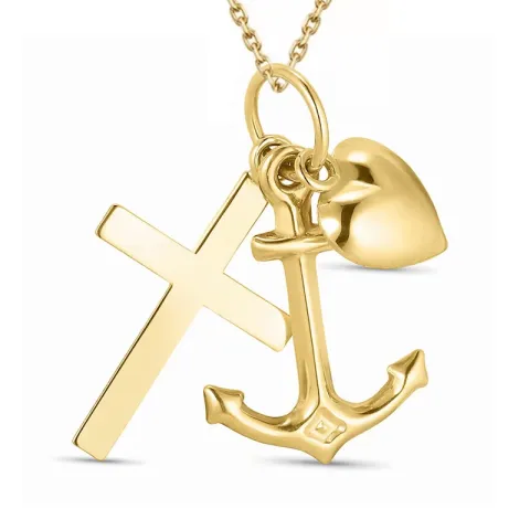 Glaube-Hoffnung-Liebe Halskette aus vergoldetem Sterlingsilber und Anhänger aus 9 Karat Gold - Amoré