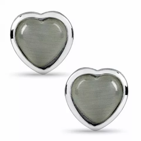 Herz grauem Ohrringe in Silber