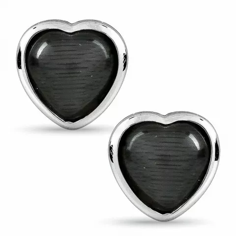 Herz grauem Ohrsteck in Silber