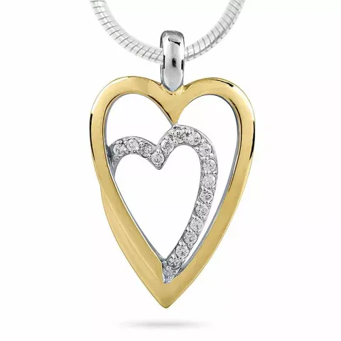 Großer Herz Zirkon Anhänger aus Silber und vergoldetem Sterlingsilber