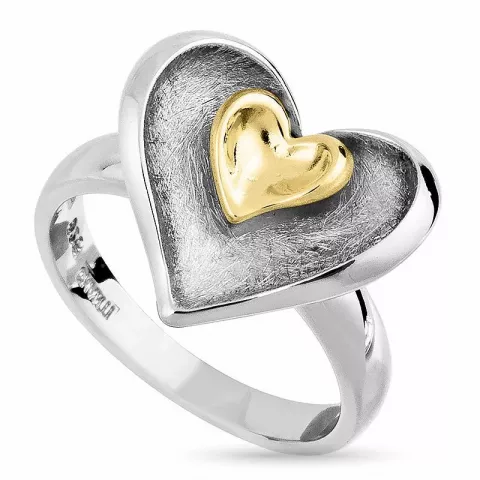 Gross Herz Ring aus Silber mit vergoldetem Sterlingsilber