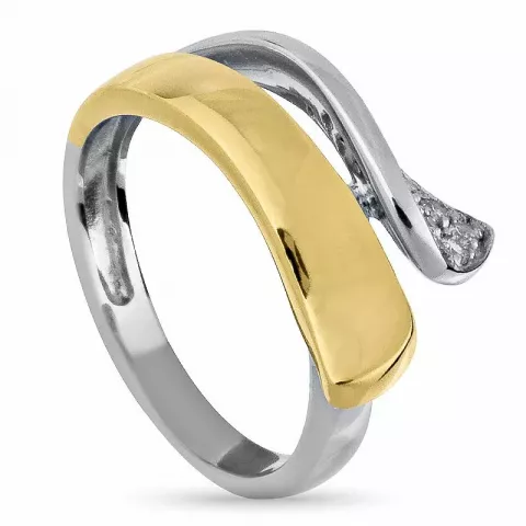 Bildhauerisch abstraktem Zirkon Ring aus vergoldetem Sterlingsilber mit Silber