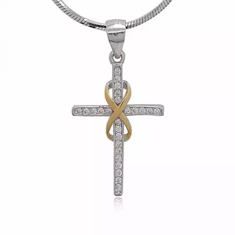 Elegant Kreuz Anhänger aus Silber und vergoldetem Sterlingsilber