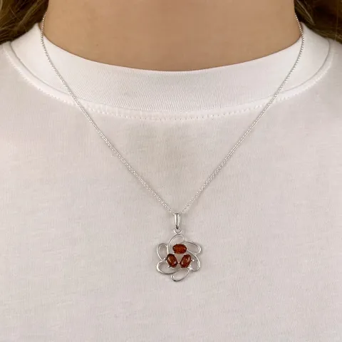 Abstraktem Bernstein Anhänger aus Silber