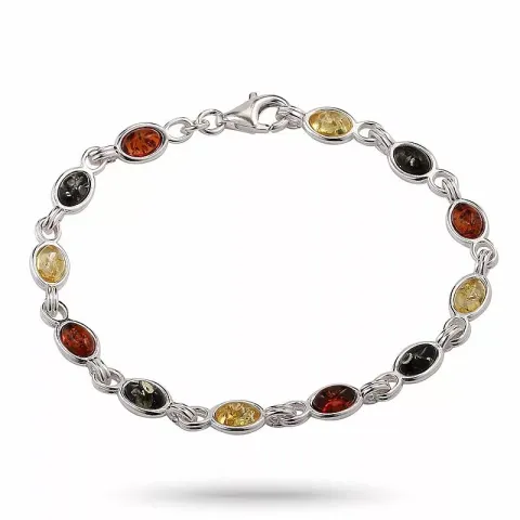 mehrfarbigem Bernstein Armband aus Silber