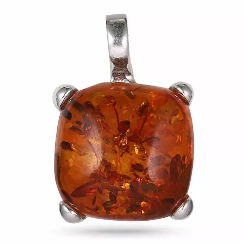 viereckigem Bernstein Anhänger aus Silber