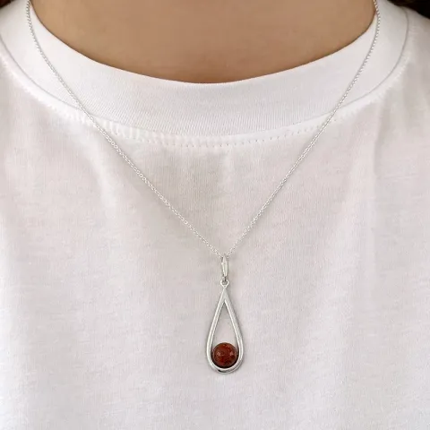 Elegant tropfen bernstein anhänger aus silber