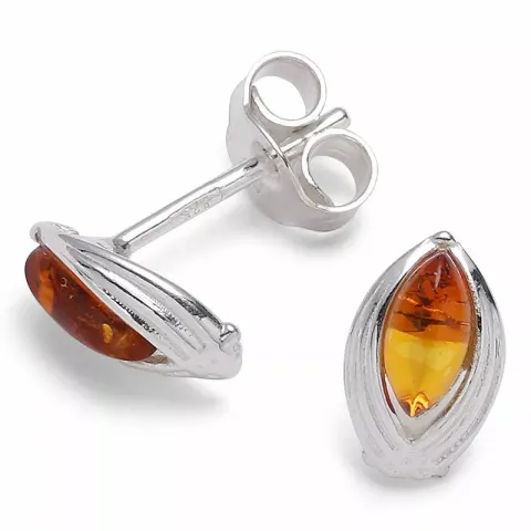 ovalen Bernstein Ohrstecker in Silber