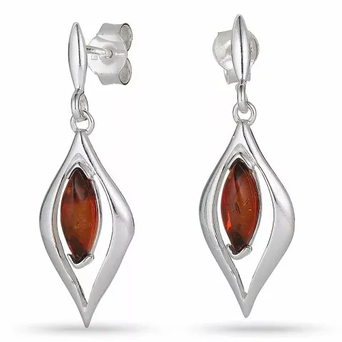 ovalen Bernstein Ohrstecker in Silber