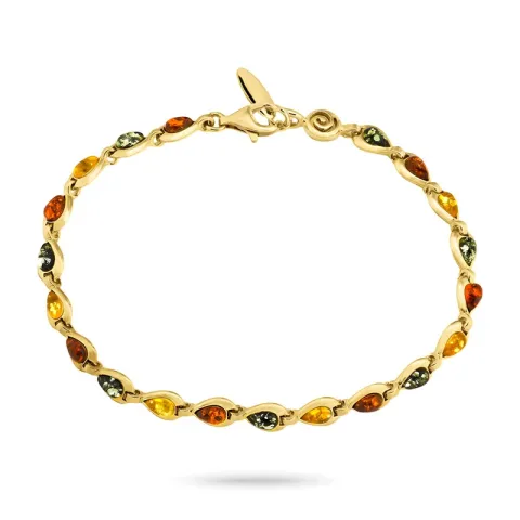 mehrfarbigem Bernstein Armband aus vergoldetem Sterlingsilber