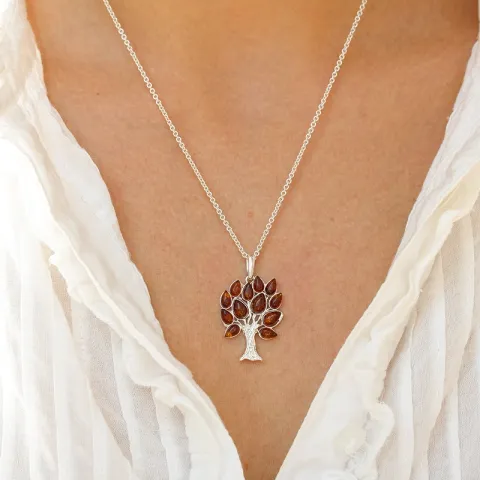 Lebensbaum Bernstein Anhänger aus Silber