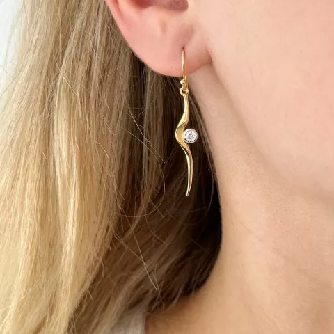 Polierten lange Ohrringe in vergoldetem Sterlingsilber