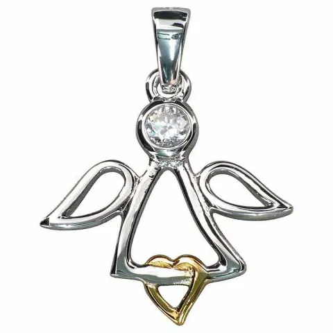 Herz Engel Zirkon Anhänger aus Silber und vergoldetem Sterlingsilber