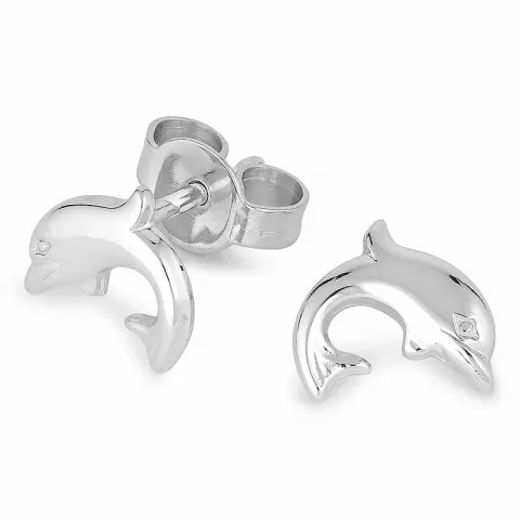 Delfin Ohrringe in rhodiniertem Silber