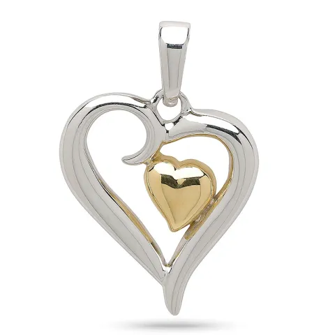 Herz Anhänger aus vergoldetem Sterlingsilber und Silber