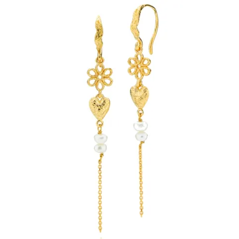 Sistie Alma Blume Perle ketten ohrringe in vergoldetem Sterlingsilber