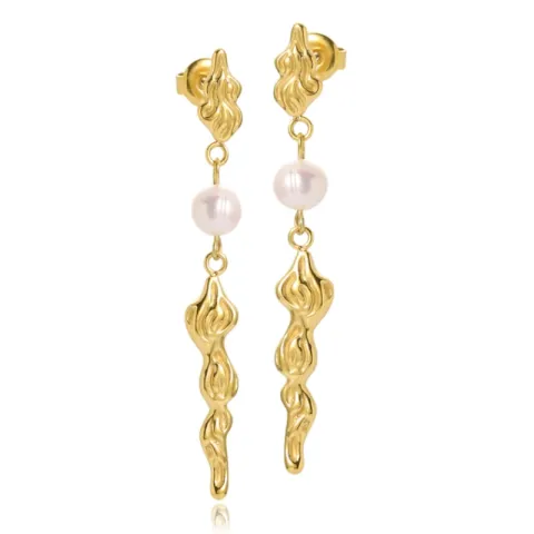 Sistie2ND Freja Perle ketten ohrringe in vergoldetem Edelstahl