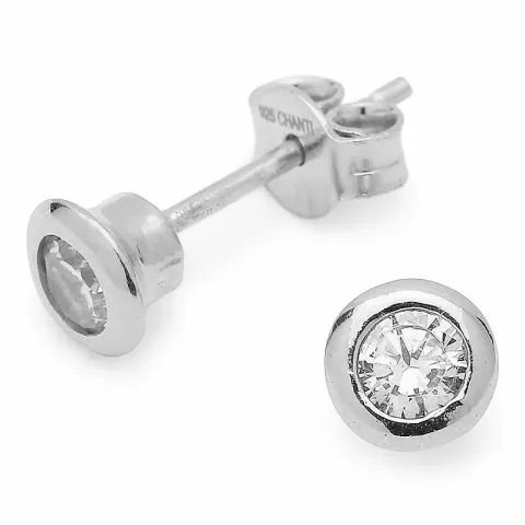 Kollektionsmuster runden Zirkon Ohrstecker in Silber