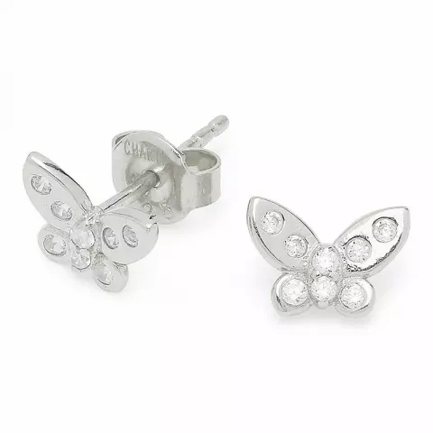 Schmetterlinge Zirkon Silberohrringe in Silber