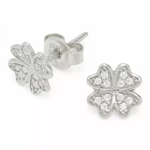 Kleeblatt Blumenohrringe in Silber