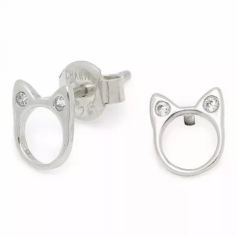 Katzen Zirkon Ohrringe in Silber