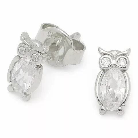 Kollektionsmuster Eule Zirkon Silberohrringe in Silber