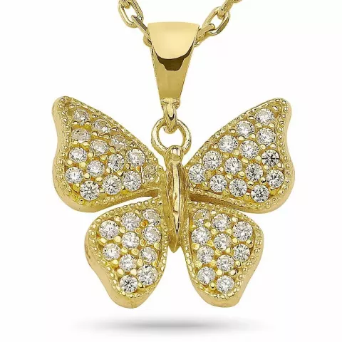 Kollektionsmuster Schmetterling Anhänger mit Halskette aus vergoldetem Sterlingsilber
