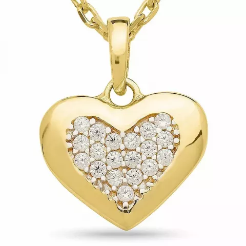 Kollektionsmuster Herz Zirkon Anhänger mit Halskette aus vergoldetes silber mit rhodinierung
