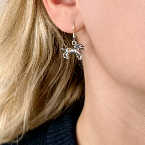 Einhorn Ohrhaken in Silber