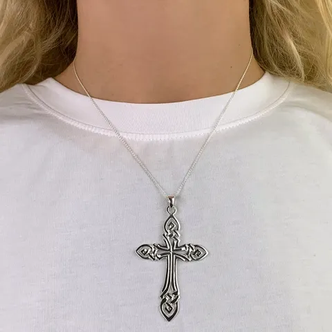 Großer kreuz anhänger aus silber