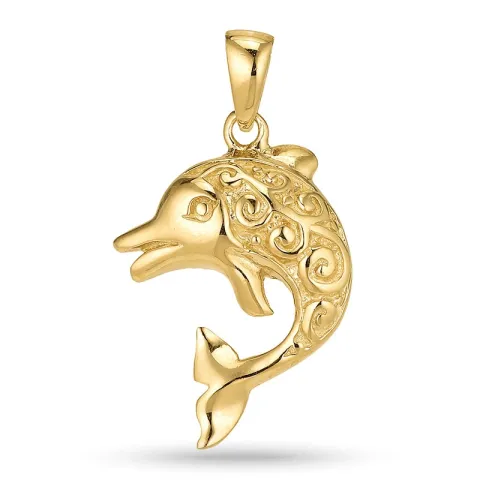 Großer delfin anhänger aus vergoldetem sterlingsilber