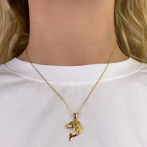 Großer delfin anhänger aus vergoldetem sterlingsilber